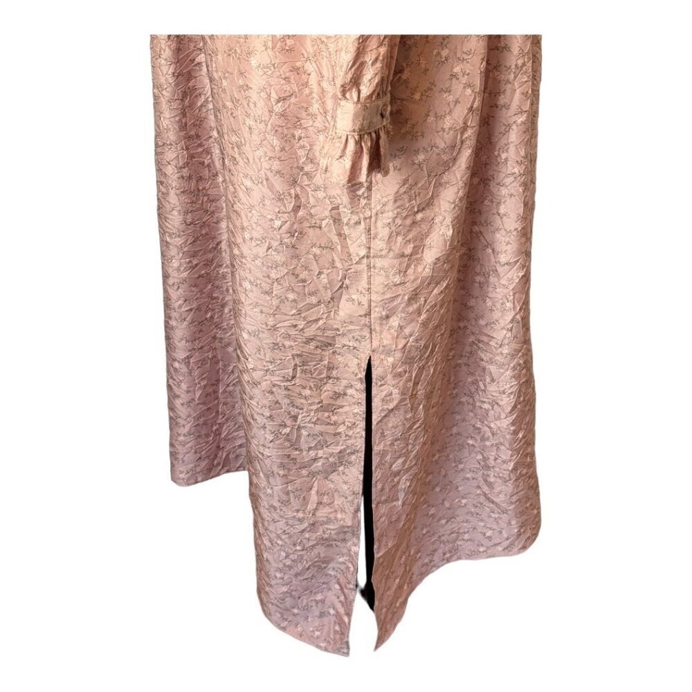 Coach Dress Women 10 Pink Silk Floral Ruffle Front Midi Boho Prairiecore Preppy - Picture 8 of 15